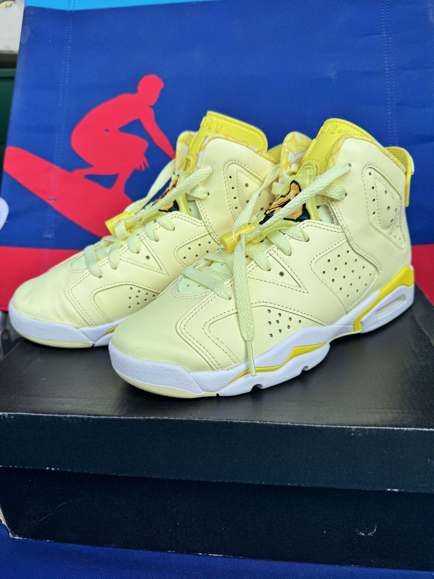 Nike Air Jordan 6 Retro Yellow Floral 5.5Y = womans - 7