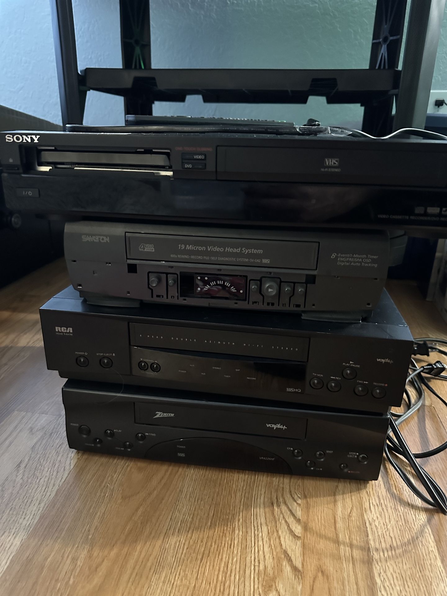 Lot of VCRs being sold for parts or repair.