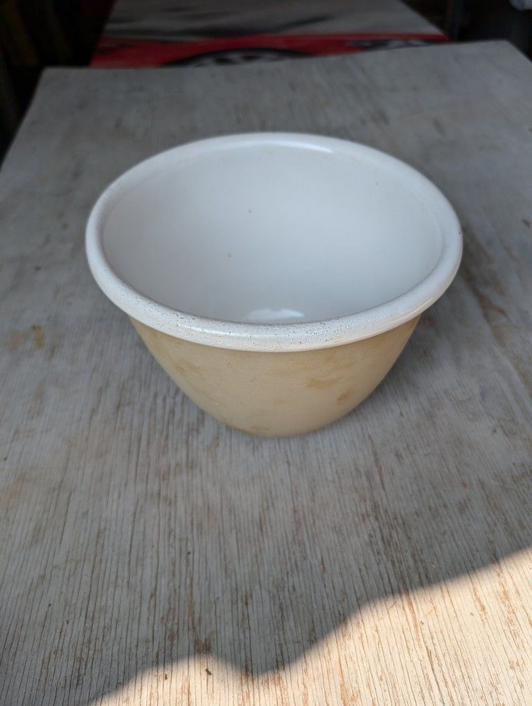 Antique Bennington Potters Vermont White Glaze Mixing Bowl 1877