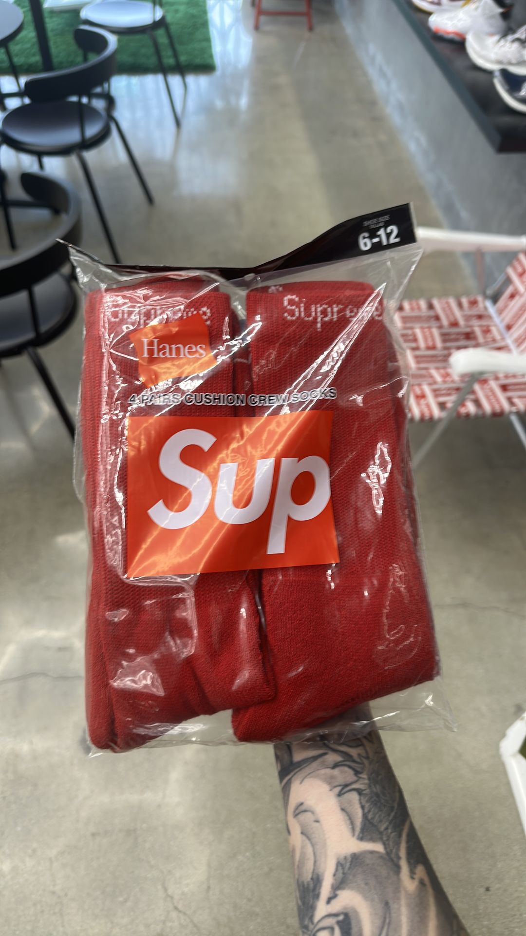 Supreme Hanes socks red