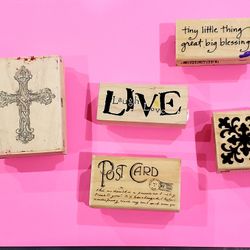 5 Hobby Lobby Wooden Handle Stamps 