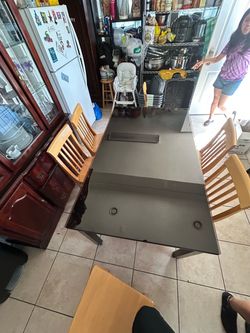 Glass Top Dining Table with 4 Chairs