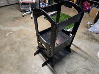 Black Wooden Kids Learning Tower Step Stool