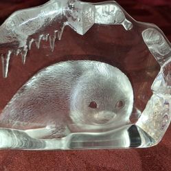 Mats Jonasson Sweden Full Lead Baby Seal Paperweight Figurine Signed On Bottom T1A023