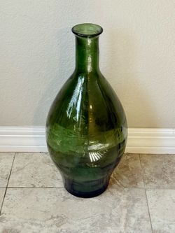 Large green glass vase