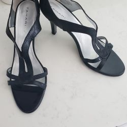 Tahari Black Leather Heels Size 9