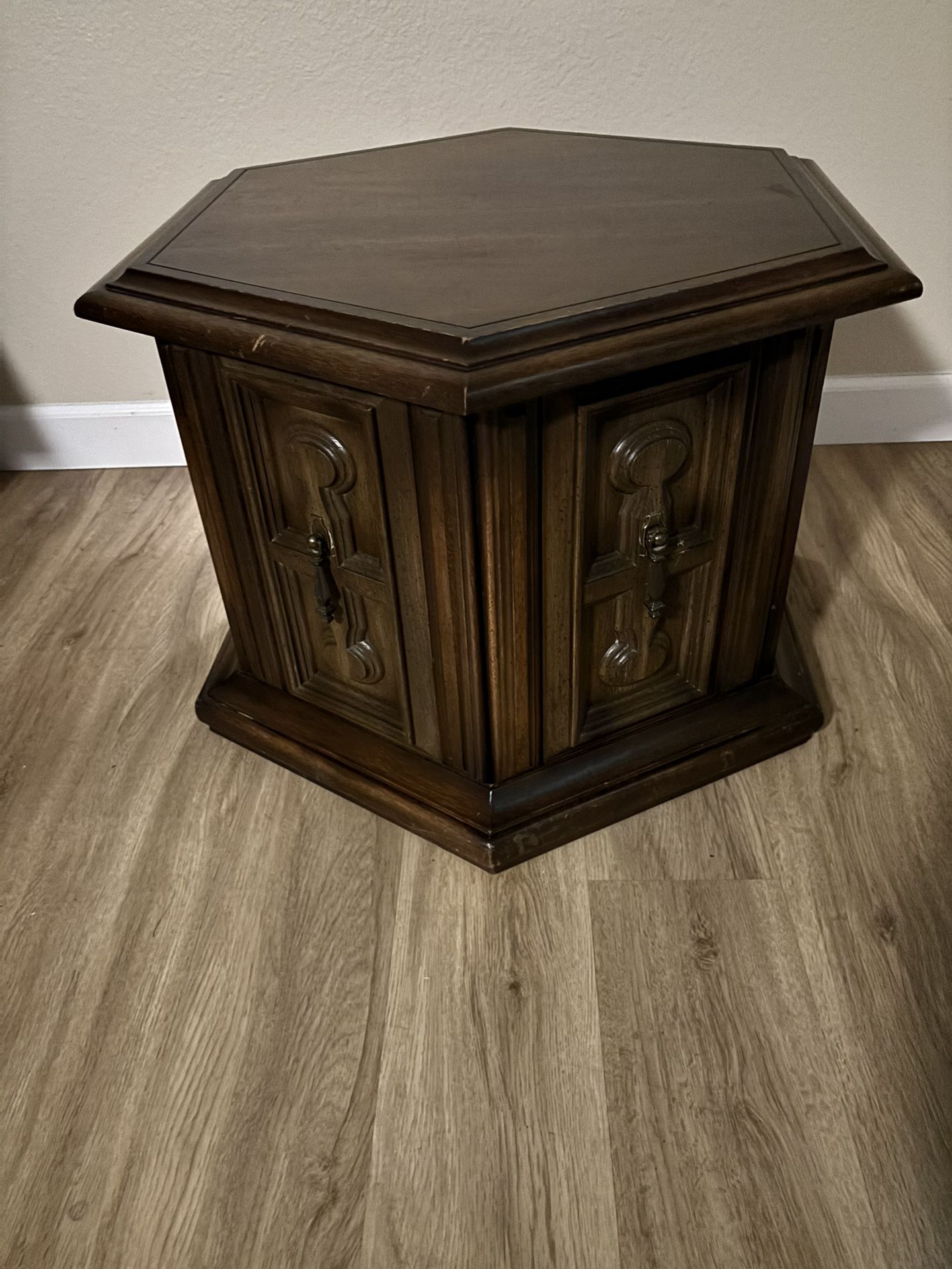 Vintage Hexagon Storage End Table