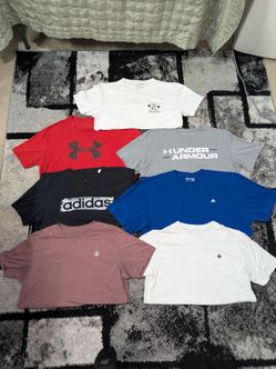 7 pack of workout t shirts, Adidas, underarmor, volkom