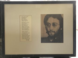 Rare Jhon Lennon print and words to song Imagine