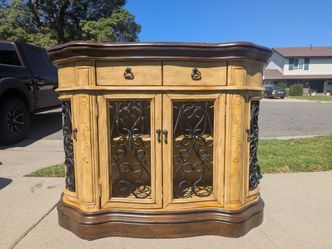 Real Wood Credenza with Iron Lattice