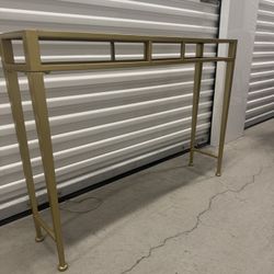 Slim Gold And Mirrored Table 