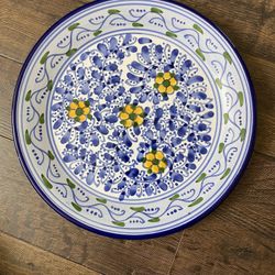 Le Souk Tunisia Blue Yellow Floral Plate