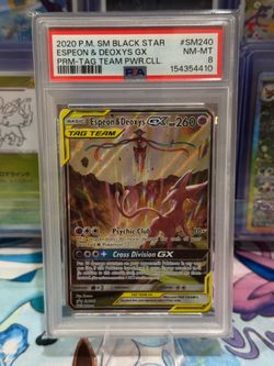 PSA 8 Espeon & Deoxys GX SM240 Black Star Promo Tag Team Power Collection Pokemon