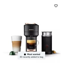 Brand New Never Used.  Nespresso Vertuo Next Premium Coffee and Espresso Machine by De'Longhi, Black Rose Gold with Aeroccino Milk Frother