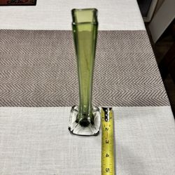 Vintage Lime Green Arching Glass Vase 
