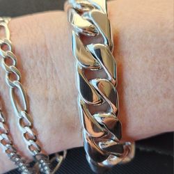 Huge Heavy Chunky Solid .925 Sterling Silver Cuban Curb Bracelet 