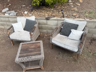 Wicker chairs and side table