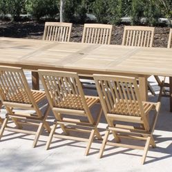 Teak Extendable Table w 12 Chairs