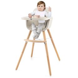 3 In 1 Wooden Convertible Baby High Chair 