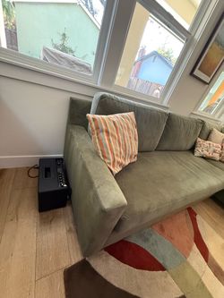 Olive green couch with lounger