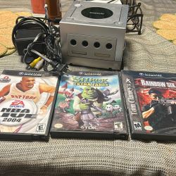 Gamecube With Cable And Games