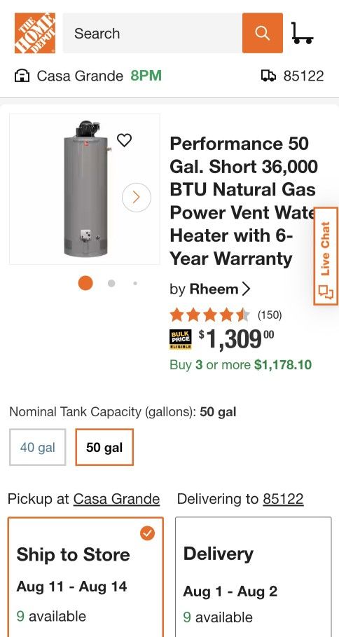 Pair Of 50 Gal Water Heaters