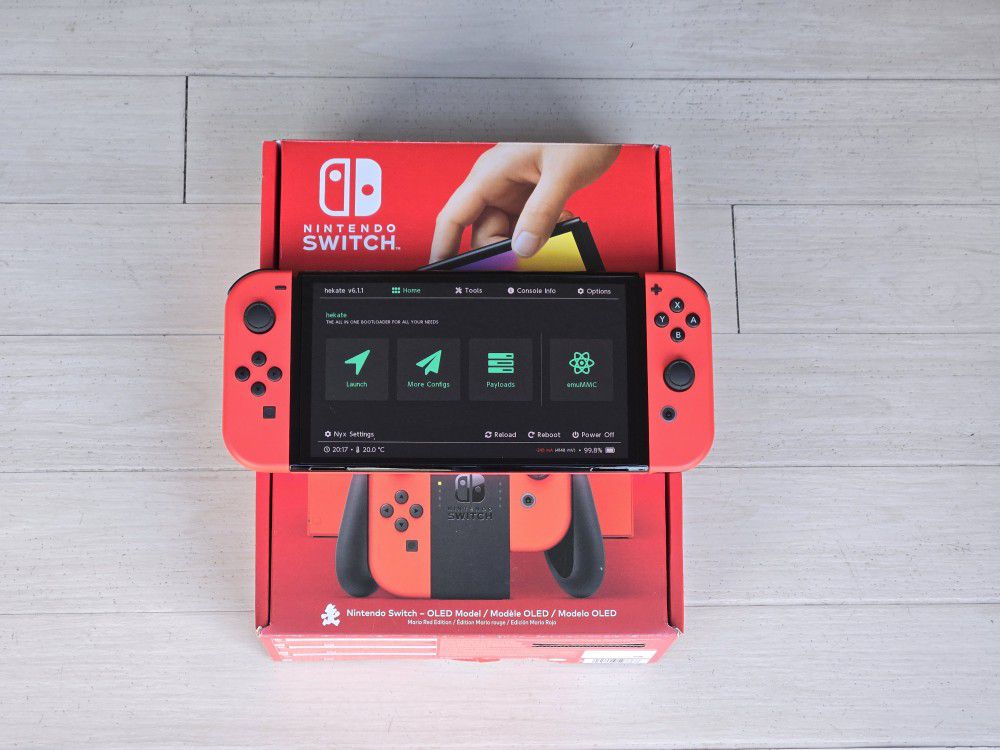 Nintendo Switch OLED Mario Edition *Modded* With Triple-boot Systems + Memory Card - 256GB/512GB/1TB