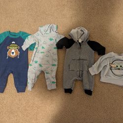 4 piece 3 month baby boys sweater, fleece sleeper and sweater rompers clothes