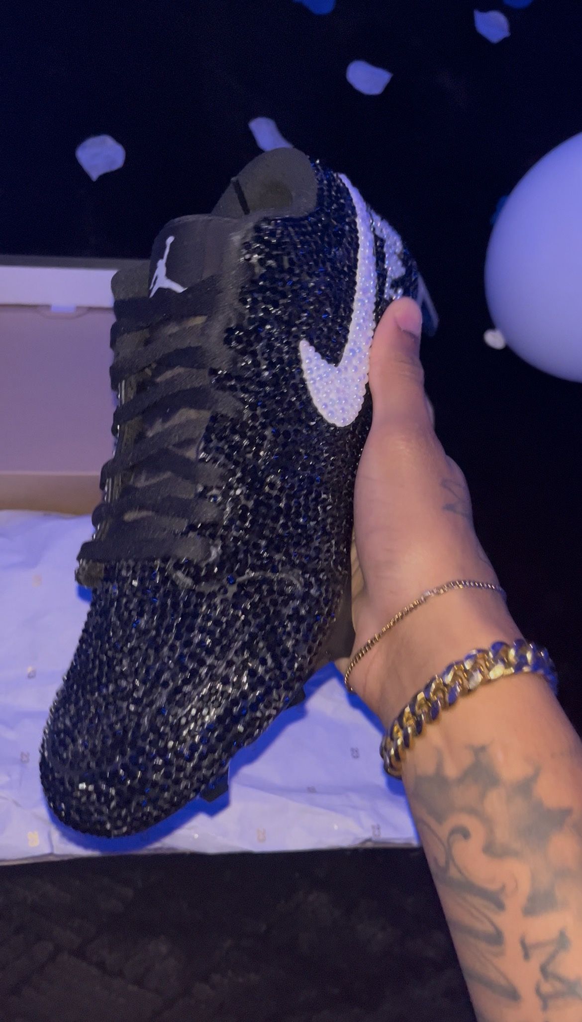 Black Bedazzled Jordan Cleats