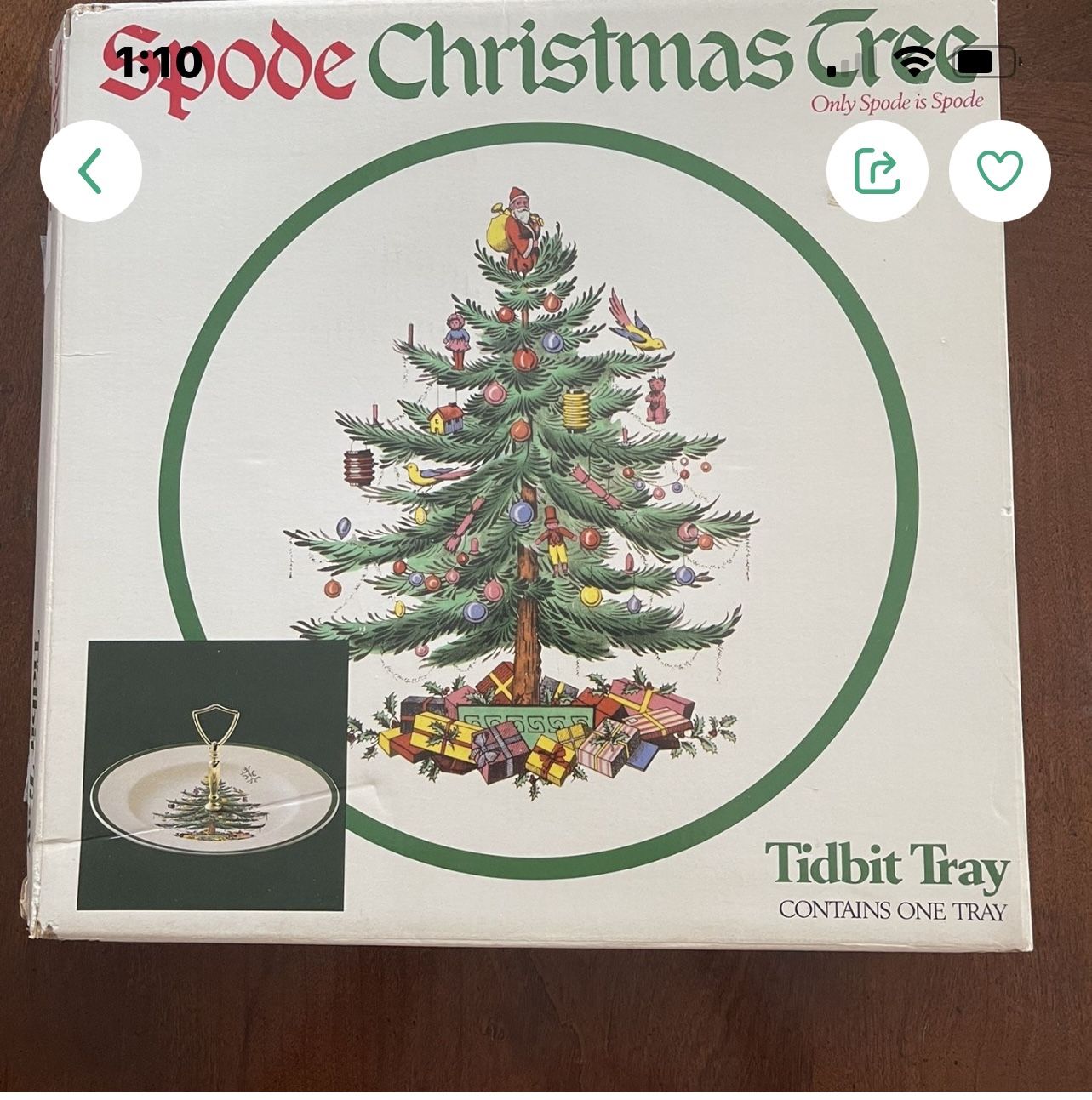 Vintage Rare Spode Christmas Tidbit Tray NIB