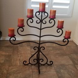 Unique Iron CANDELABRA w/ Included Candles  ~  