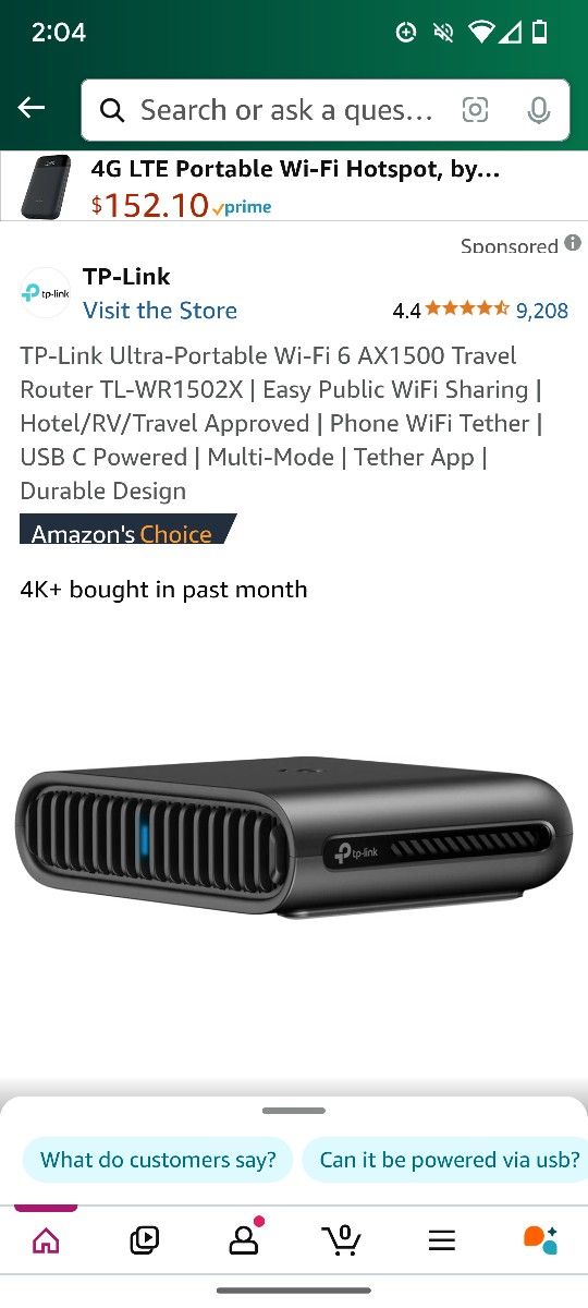 Tp Link Ultra Powerful Wi-Fi 6 Ax 1500 Traveling Router