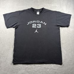 Vintage Nike Jordan 23 Basketball Men’s L Faded Black T Shirt Y2K SpellOut #4A