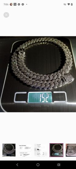 14 Mm Solid Stainless Steel Moissanite Tennis Curb Link Cuban 22-in Long Brand New