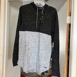 Comfortable black gray long sleeve shirt with hood. See Pictures. Size M