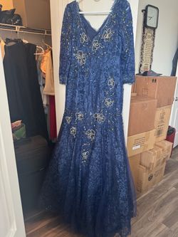 Bedded gown, dark blue, size 14