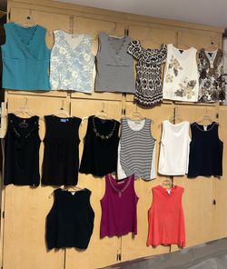 Size L, 15 Women’s Sleeveless Tops, All for $35.00 Some Brand new