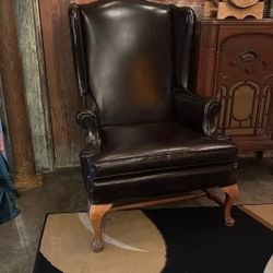 Leather Wing Back Chair 