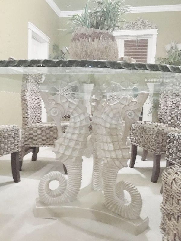 2 Seahorse Dining Room Table Bases With Gl Top For 2 Seahorse Dining Room Table Bases With Gl Top For