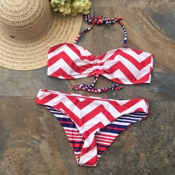 American flag print bandage bikini swimsuit