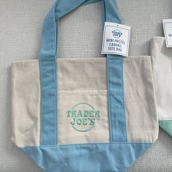 NEW Trader Joes Mini Pastel Canvas Tote Bag