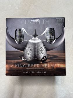 Viking Beer Drinking Helmet Silver Holds Two Standard 12 Oz Cans