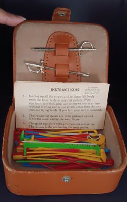 Vintage "Pick Up Sticks" Game Set Housed In A Specialized Leather Carrying Case.