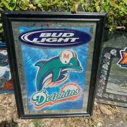 Bud Light Miami Dolphins Glass Sign