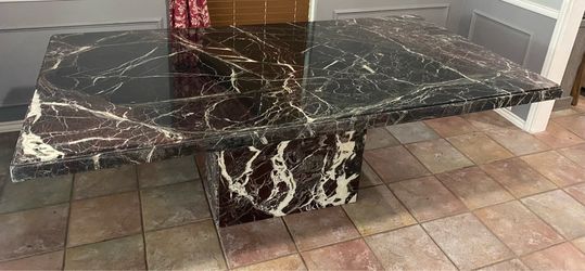 Italian Travertine Limestone / Polished Marble Rectangle Dining Table