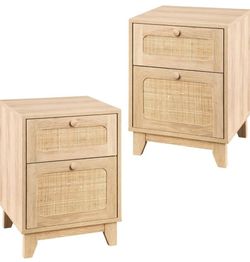 Set of 2 Rattan Nightstands. Brand new in box