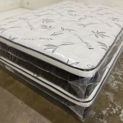 12” Queen Bamboo Orthopedic Pillow Top Mattress And Boxspring!