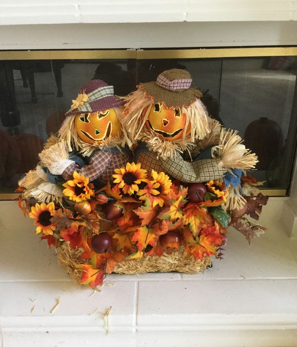 Halloween Fall Fiber Optic Scarecrow Decoration 24 Wide By 30
