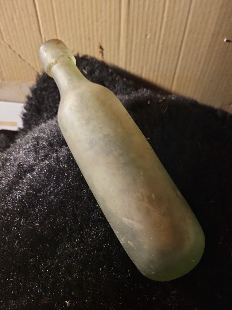 Antique glass round soda bottle, Rare