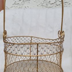 super cute gold metal wire with silver metal beads basket easter?